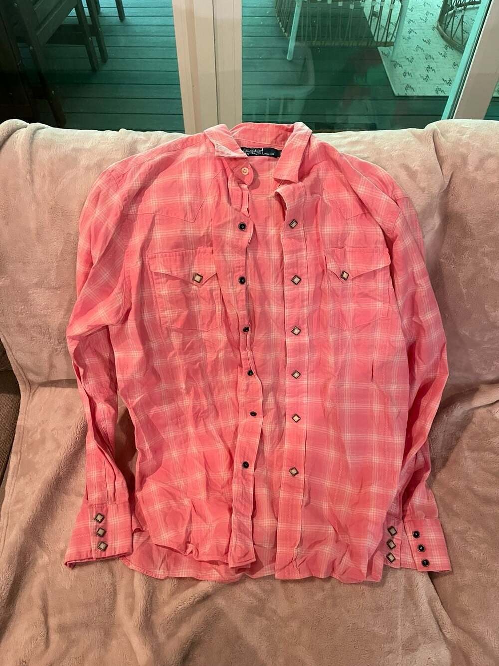 Polo by Ralph Lauren Pink Plaid Western Pearl Snap Long Sleeve Shirt Size L